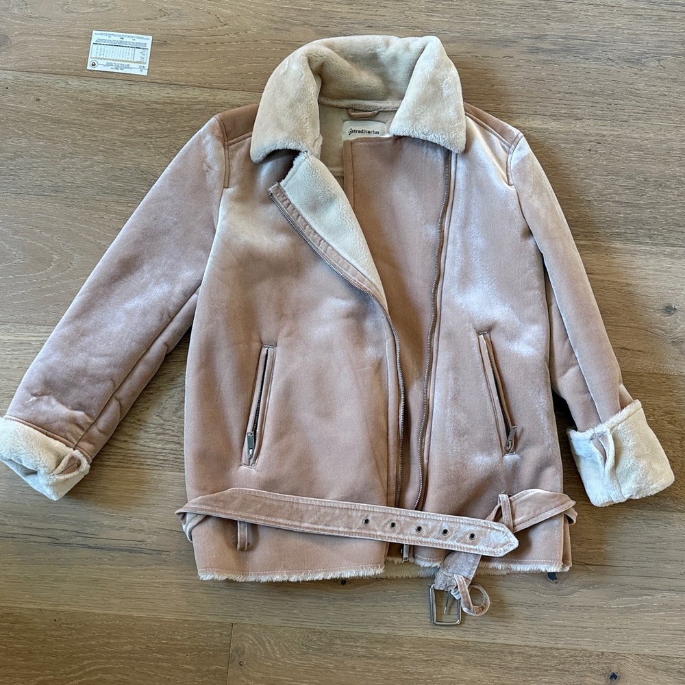 Stradivarius Tan Faux Shearling Jacket